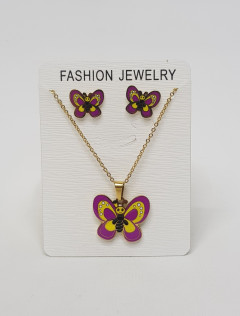 butterfly necklace dangle earrings set