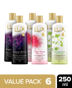 Live Selling 6 Pcs Bundle Lux Silk Sensation Softening Body Wash Review - 250 ml (CARGO)