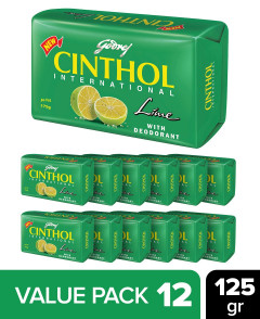 Cinthol 12 Pcs Bundle International Bar Soap Lime With Deodorant 125g  (CARGO)
