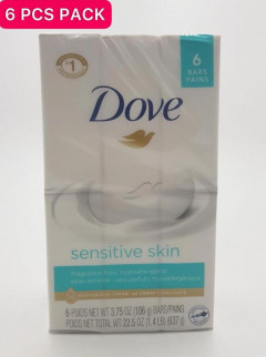 Dove 6 Pcs Bundle  Sensitive Skin Fragrance Free - Hypoallergenic 106g (CARGO)