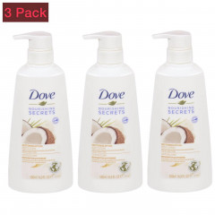 Live Selling 3 Pcs Bundle Dove Nourishing Secrets Restoring Body Lotion, Dry Skin Relief for Women with Coconut Oil and Sweet Almond Extracts - 16.9 FL OZ Pump Bottle 500ml (Cargo)