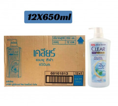 12 Pcs Bundle Clear Anti Dandruff Scalp Care Ice Cool Menthol Shampoo (12X650Ml) (Cargo)