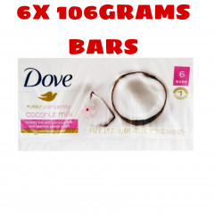 6 Pcs Bundle Dove Purely Pampering Beauty Bar, Coconut Milk, 106 grams Bars (Cargo)
