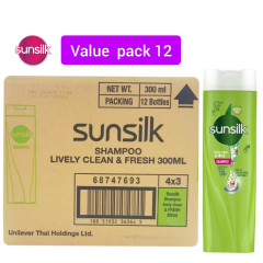 12 Pcs Bundle SUNSILK Shampoo Lively Clean 300ml ( Cargo)