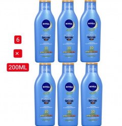 6 Pcs Bundle Nivea Sun solar milk 200 ml. Protection 10 protect & bronze 200ml (Cargo)