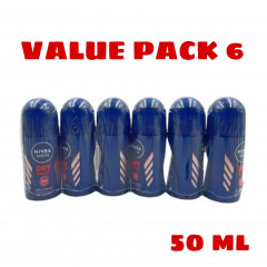 6 Pcs Bundle NIVEA For Men Deo Roll-on Dry Impact 50 ml (Cargo)