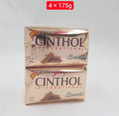 4 Pcs Bundle Godrej Cinthol Bar Soap 99.9% Germ Protection Sandal (With Deodarant) (4X175G) (Cargo)