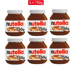 (Food) Nutella 6 Pcs Bundle Hazelnut Spread with Cocoa for Breakfast, 750g (Cargo)