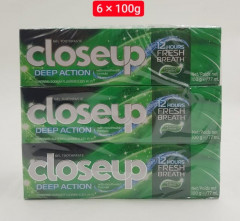 6 Pcs Bundle Closeup Toothpaste Deep Action Gel Fresh Breath 100g  (Cargo)