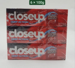 6 Pcs Bundle Closeup Red Hot Deep Action Fresh Breath Toothpaste 100g (Cargo)