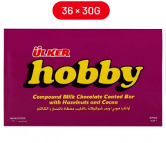 Ulker Hobby Cocoa and Hazelnuts Milk Chocolate Bar 30 gr Pack of 36 (Caego)