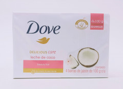 4 Pcs Bundle Barra de Belleza Dove Delicious Care Leche de Coco 100g (Cargo)