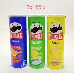 3 Pcs Bundle Pringles Ketchup , Sour Cream , Onion , Cheesy Cheese 165g (Cargo)